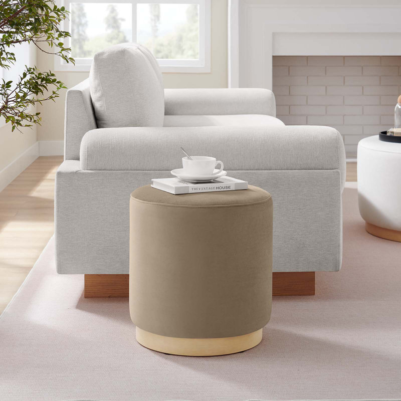 Modway Tilden Upholstered Ottoman, Taupe Velvet