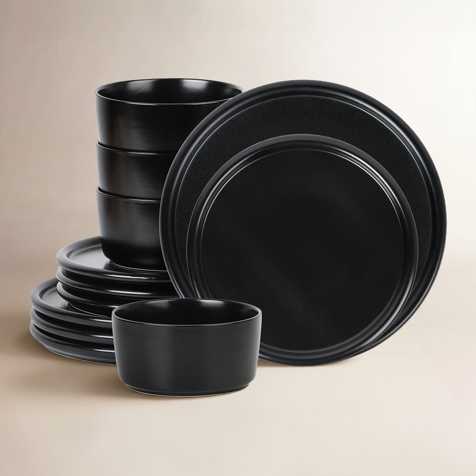 Eden Ceramic Dinnerware Set, Black