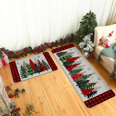  Ensemble de 2 tapis de cuisine de Noël pour tapis de sol antidérapant Merry Christmas Kitchen Decor