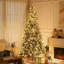 Décoration de Noël d'arbre de Noël artificielle haute 7,5 pi avec 1188 branches floquées par la neige, 500 lumières DEL blanc chaud, ouverture automatique