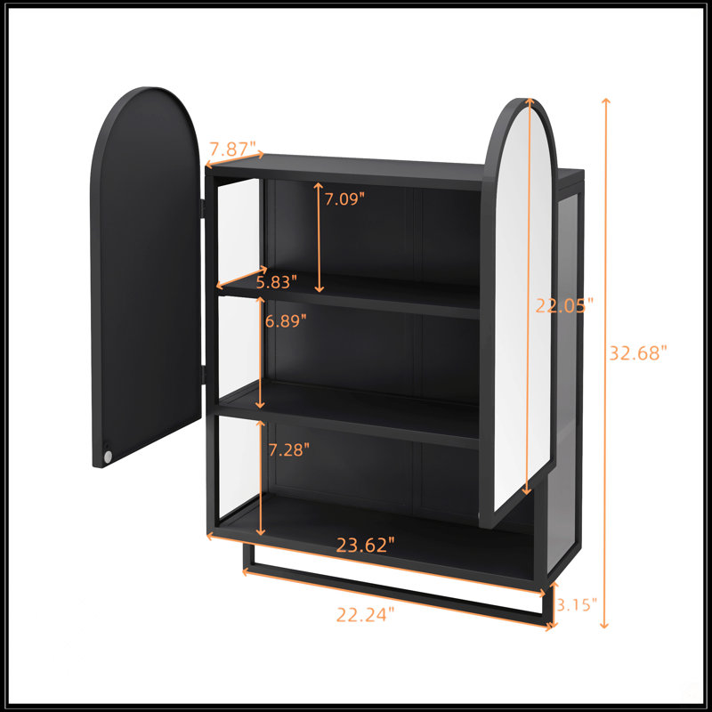 Armoire à miroir 23,62 po, Noir