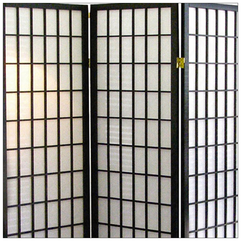 Cloison de 70 pouces de hauteur à 4 panneaux de style japonais avec finition noire, parfaite pour l'intimité et la décoration