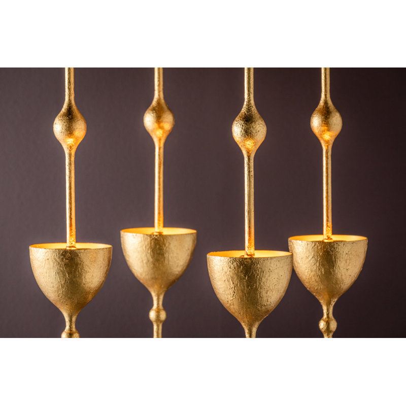 Lanterne 4 lumières Antalya, Feuille d'or rétro, H 30,25 po x l 22 po x P 22 po