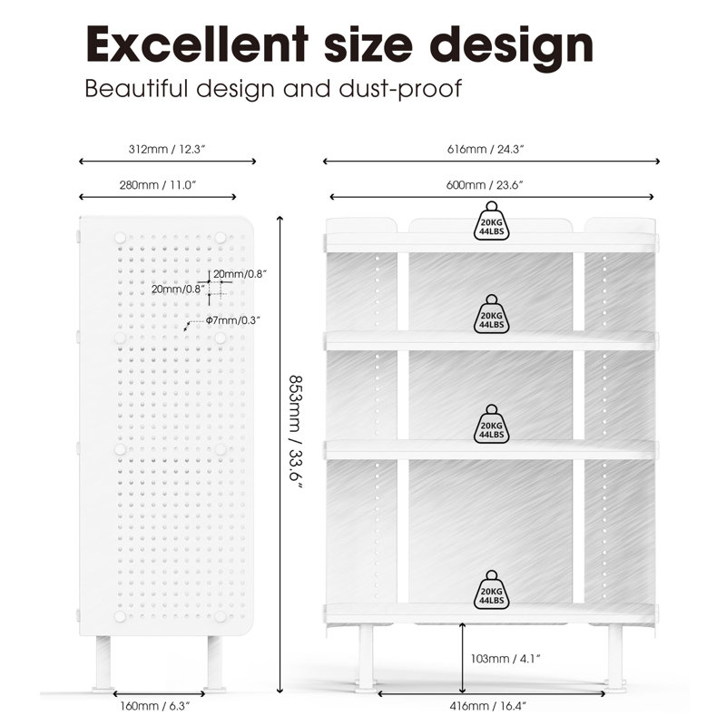 85.3cm H x 61.6cm W Metal Bookcase