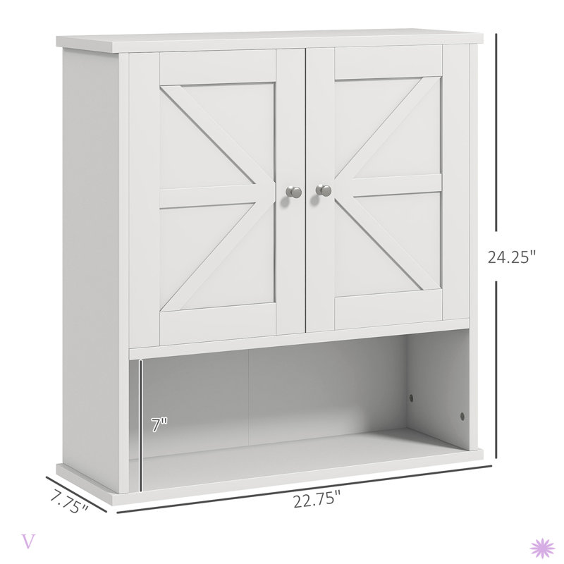 Wall Mounted Medicine Cabinet With Open Shelf & Adjustable Shelf