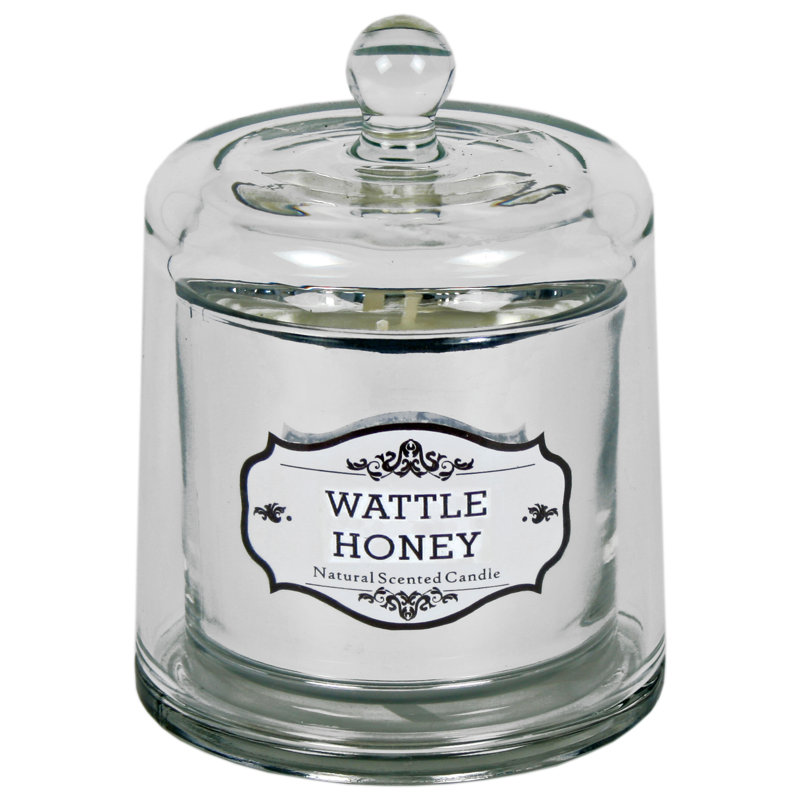 Wattle Honey Scented Jar Candle with Glass Holder, 14.5cm H x 10.5cm W x 10.5cm D