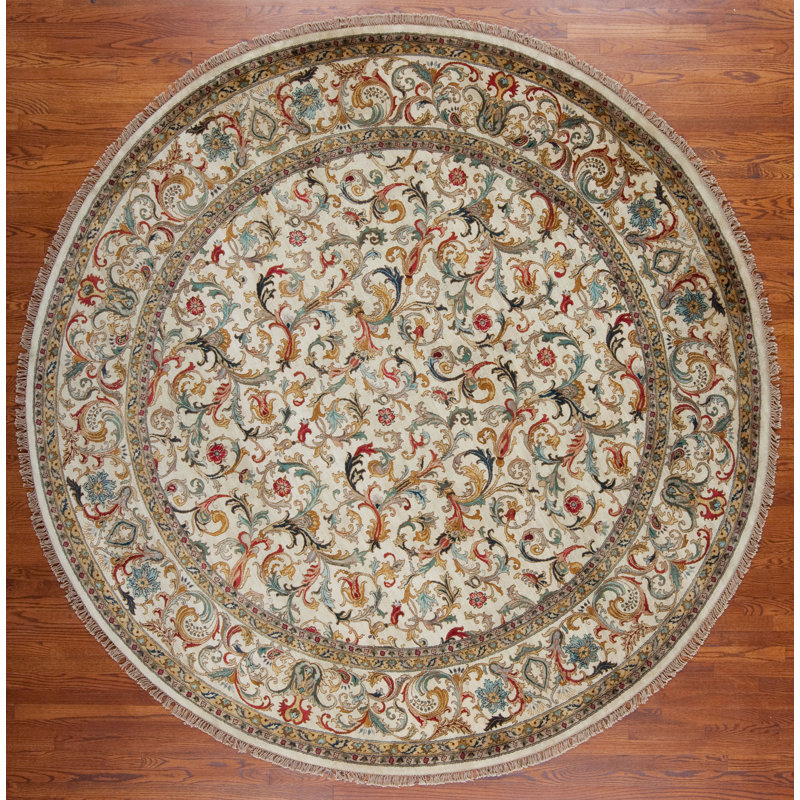 Golden Age Hand Knotted Wool Area Rug, Round 9'