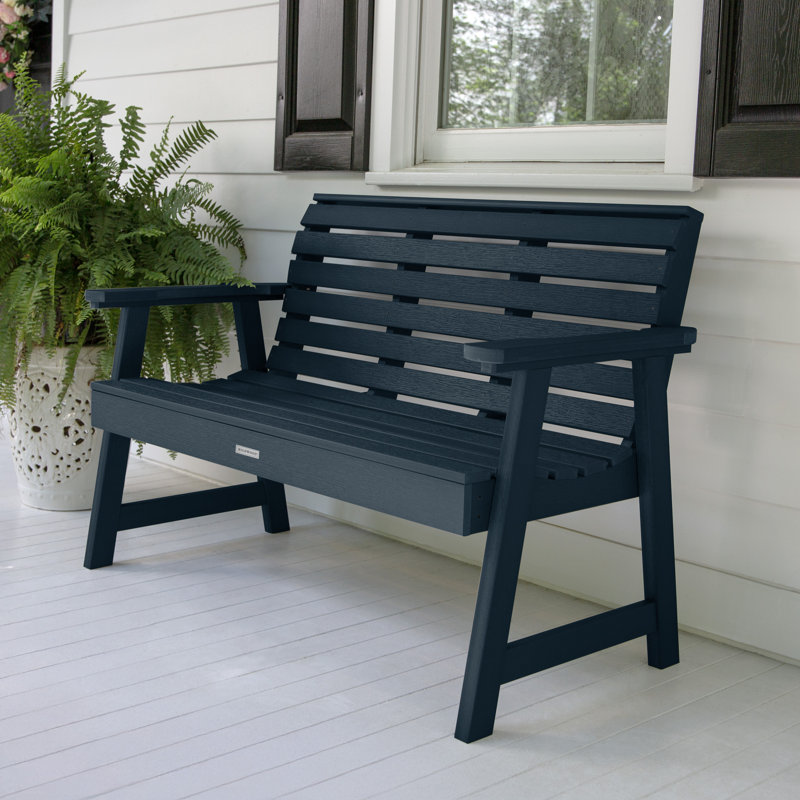 Banc de jardin en plastique Midwest, Bleu Nantucket, H 43 po x l 51,5 po x P 25 po