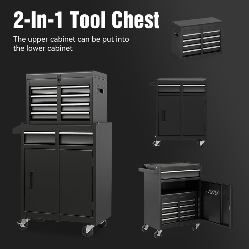 Armoire à outils à 5 tiroirs, Noir