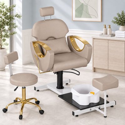 Pedicure Chair With Massage Foot Bath, 360 Degree Swivel Foot Spa Chair -Gray