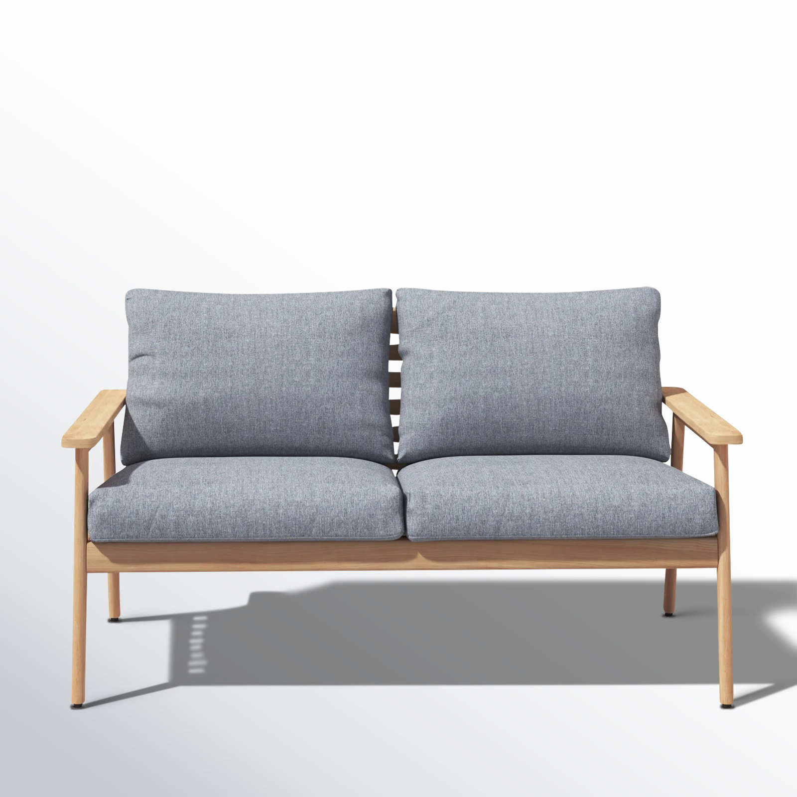 Tempo 58'' Wide Straight Teak Loveseat with Cushions