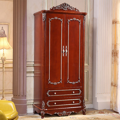 European-Style Oak Carved Wardrobe