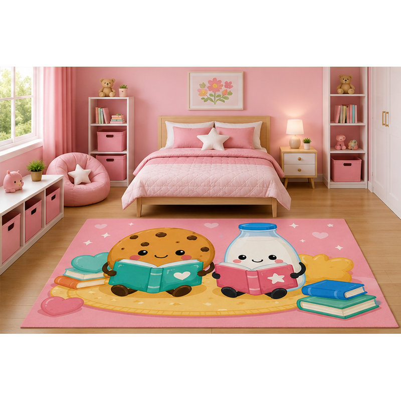 Tapis de lecture de livres pour enfants pour chambre d'enfant «Ultra Light Léger» 5 pi x 7 pi de lecture de biscuits et de lait pour enfants
