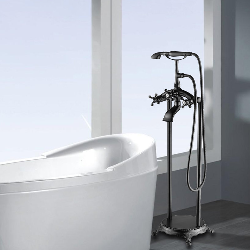 Robinet de baignoire à fixation au sol, Noir mat