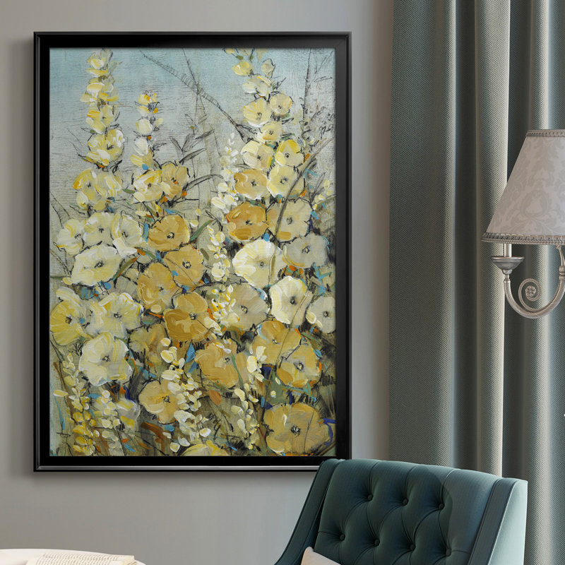 Cluster of Hollyhock II, toile encadrée de qualité supérieure - prête à être accrochée, Noir, H 24,5 po x l 18,5 po x P 1 po