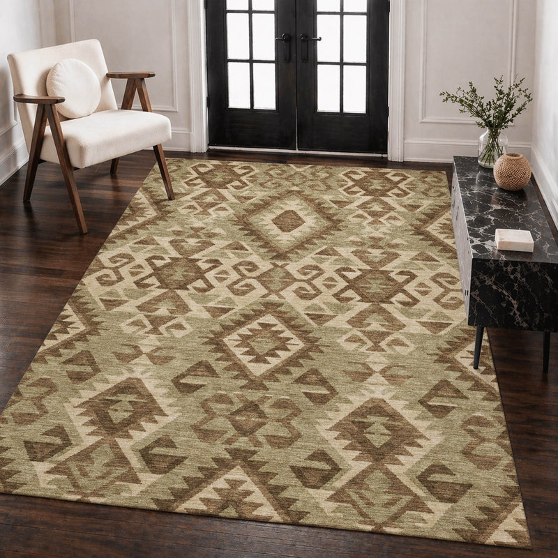 Tapis sud-ouest chantille lavable à la machine intérieur / extérieur ACN2959, Moka, 3 pi x 5 pi