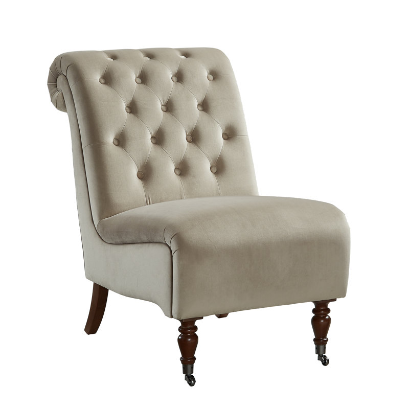 Newsom Upholstered Slipper Chair, Natural Color Linen Blend