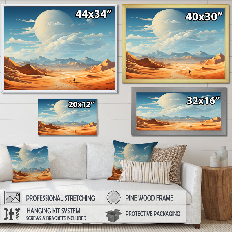 Espace brun brun, désert de l'espace sur la planète Mars I - Art mural paysages spatiaux, Cadre d'angle fermé noir