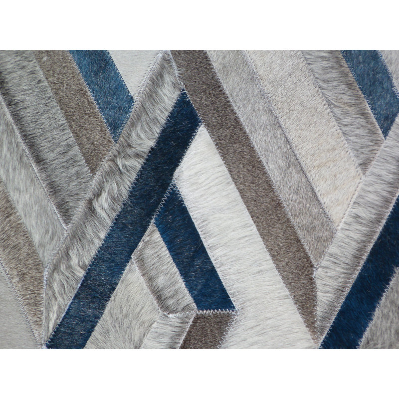 Natural Hide Cowhide Geometric Area Rug, Rectangle 9'6" x 13'6"
