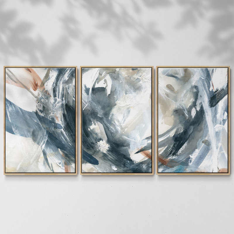 Hypnotic Array - Multi Piece Framed Canvas, Natural, 24" H x 48" W x 2" D