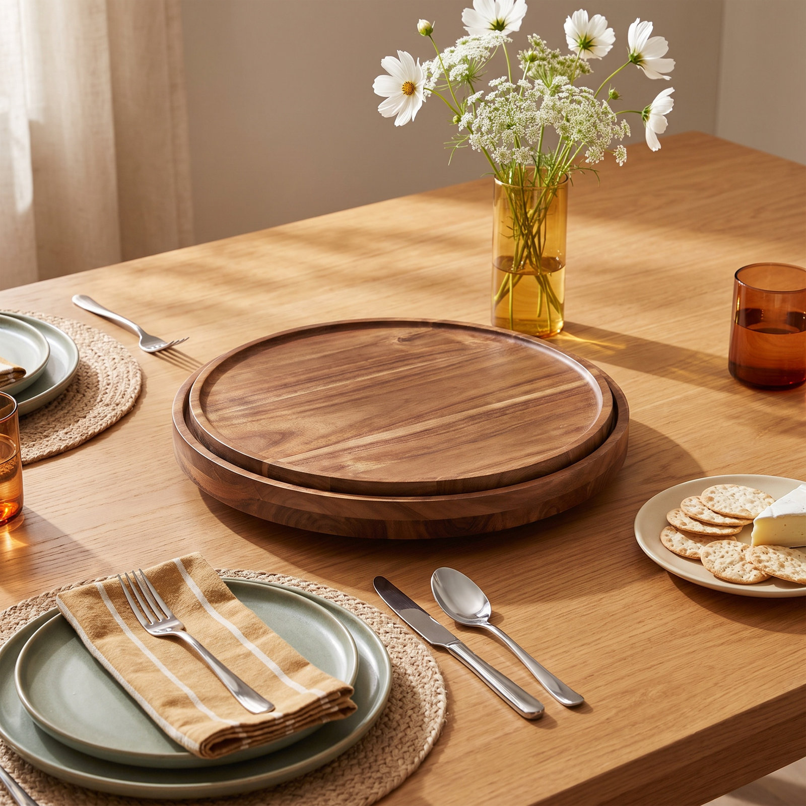 Acacia Wood Condiment Lazy Susan