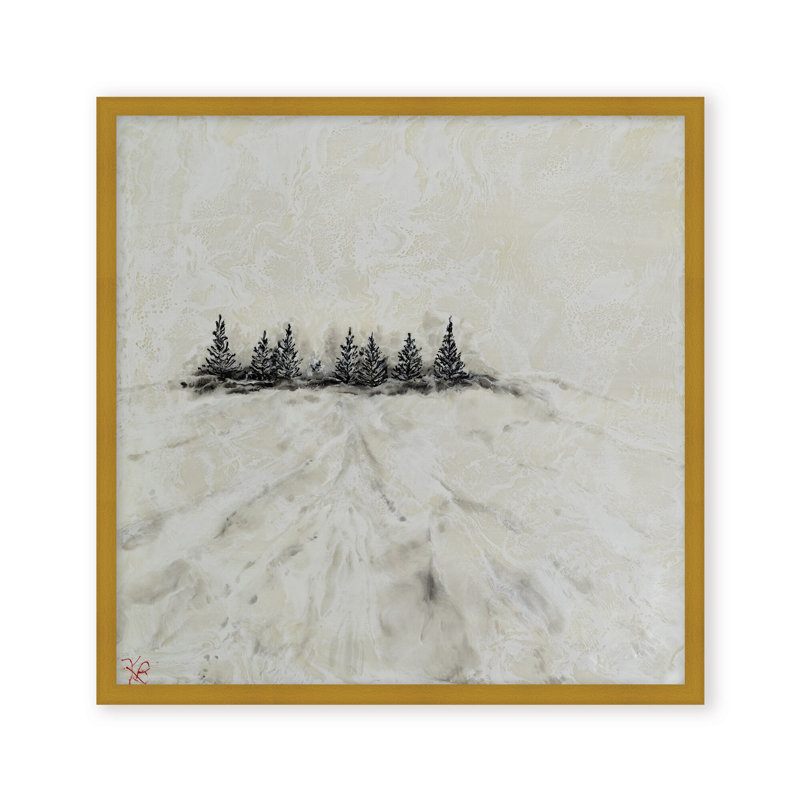 Nature Inspired "Frosted Horizon" Canvas Wall Art By , 12" H x 12" W, Framed Canvas, Beige