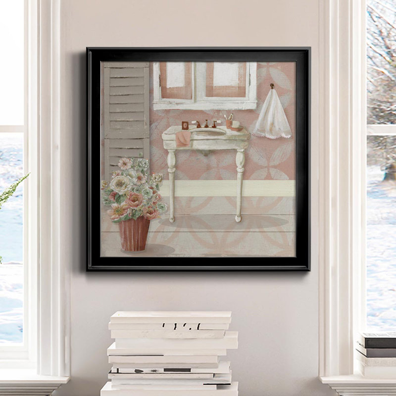 «Blush Bath Sink I», reproduction d'art sur toile encadrée, H 34,5 po x l 34,5 po x P 1,5 po, Noir