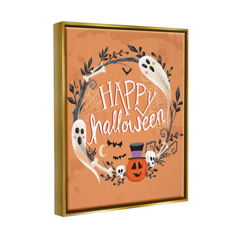 «Happy Haunts», giclée d'Halloween par Arrolynn Weiderhold, H 21 po x l 17 po x P 1,7 po, Cadre flottant métallique doré