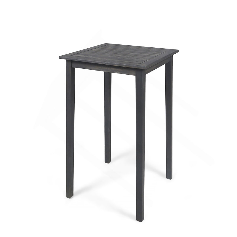 Outdoor Minimalist Acacia Wood Square Bar Table - Dark Gray