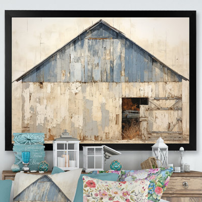 Beige And Blue Barn - Barn Wall Art