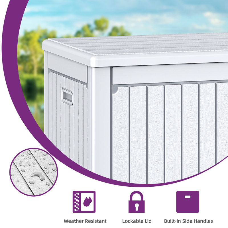 260 Gallon Resin Outdoor Deck Box, Cream