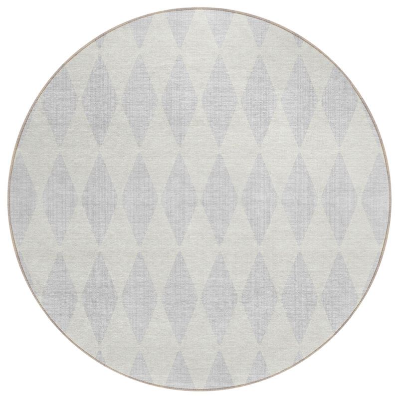 Loreen Washable Geometric Indoor / Outdoor Rug, Round 8'