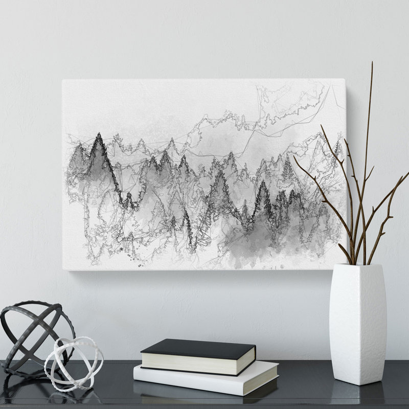 The Misty Forest Sketch - Wrapped Canvas Drawing - Wrapped Canvas, 35cm H x 50cm W x 3cm D
