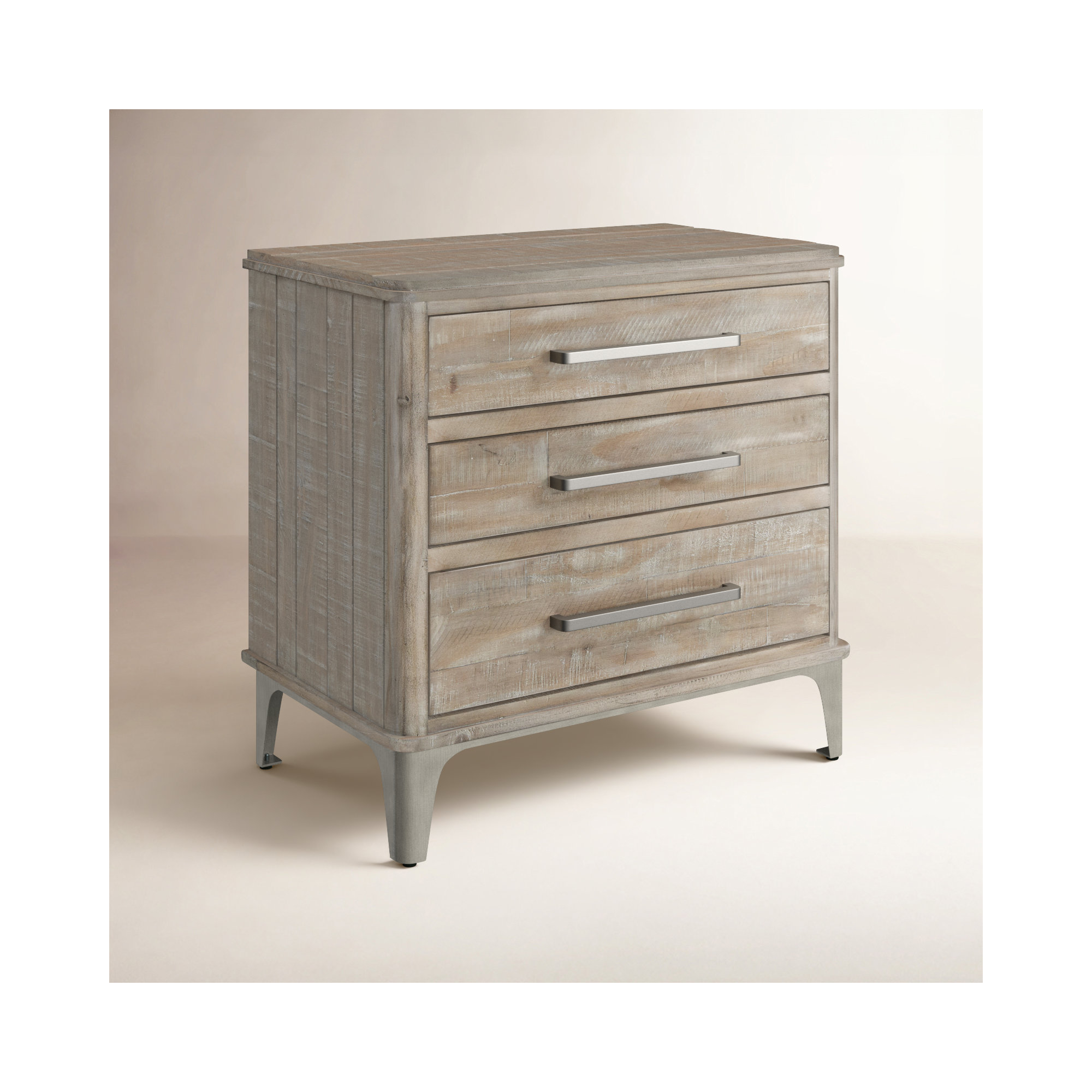 Mauve 3 - Drawer Nightstand, Gray/Taupe