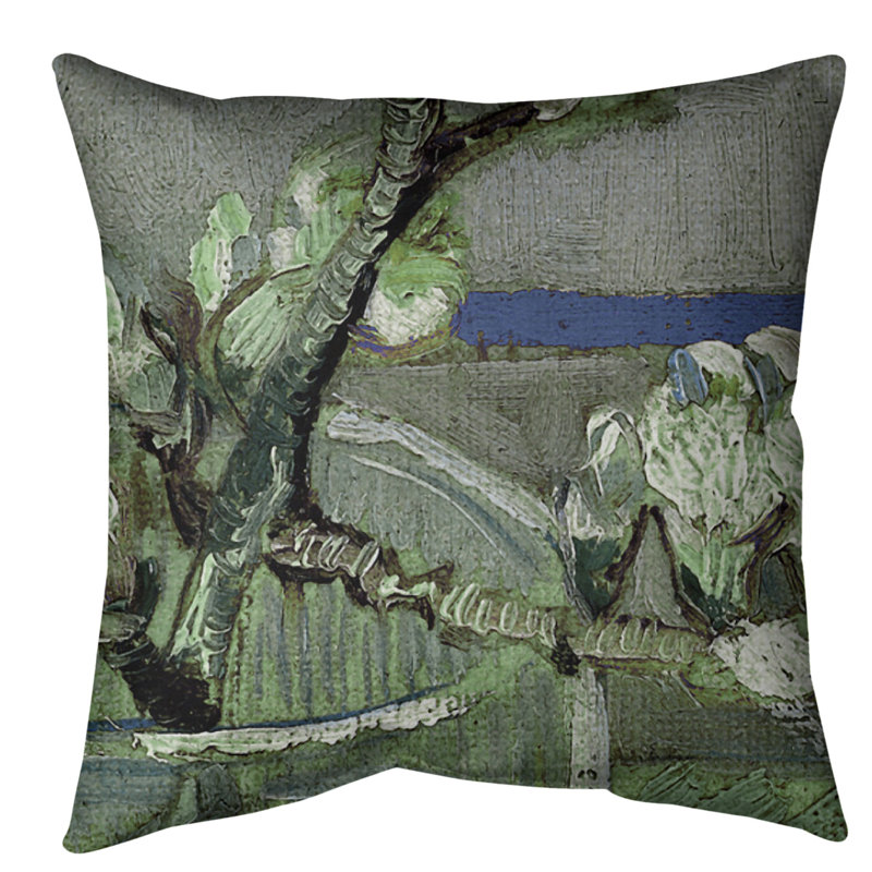 Insert de coussin en verre en forme d’amande de fleurs, 18 po x 18 po, Vert, Bourre en polyester