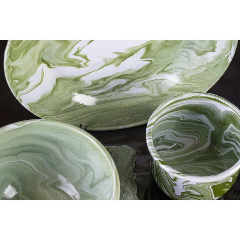 Hand Made Timur 16 Piece Dinnerware Set, Green