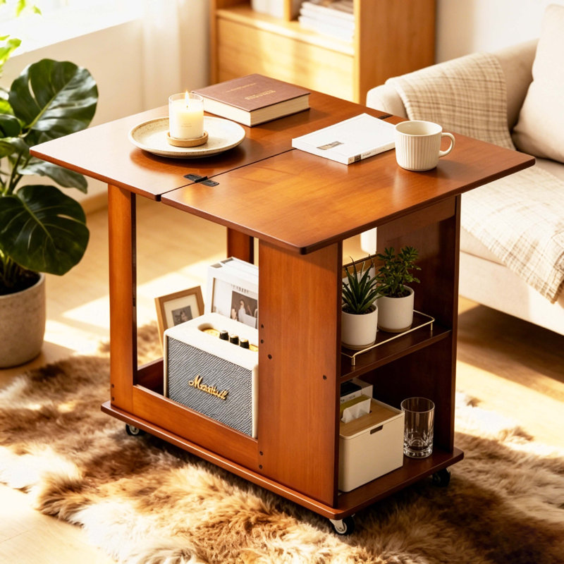 Table d'appoint mobile en bambou