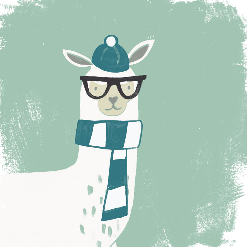 Bundle Up Llama V - Wrapped Canvas Print, 91cm H x 91cm W