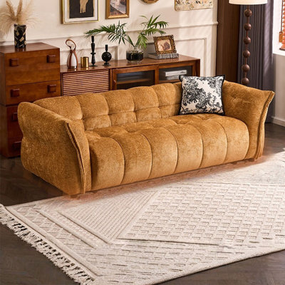 Sherpa fabric straight-row sofa