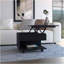 Table basse à plateau relevable Luanda, roulettes, une tablette - noir-935573431