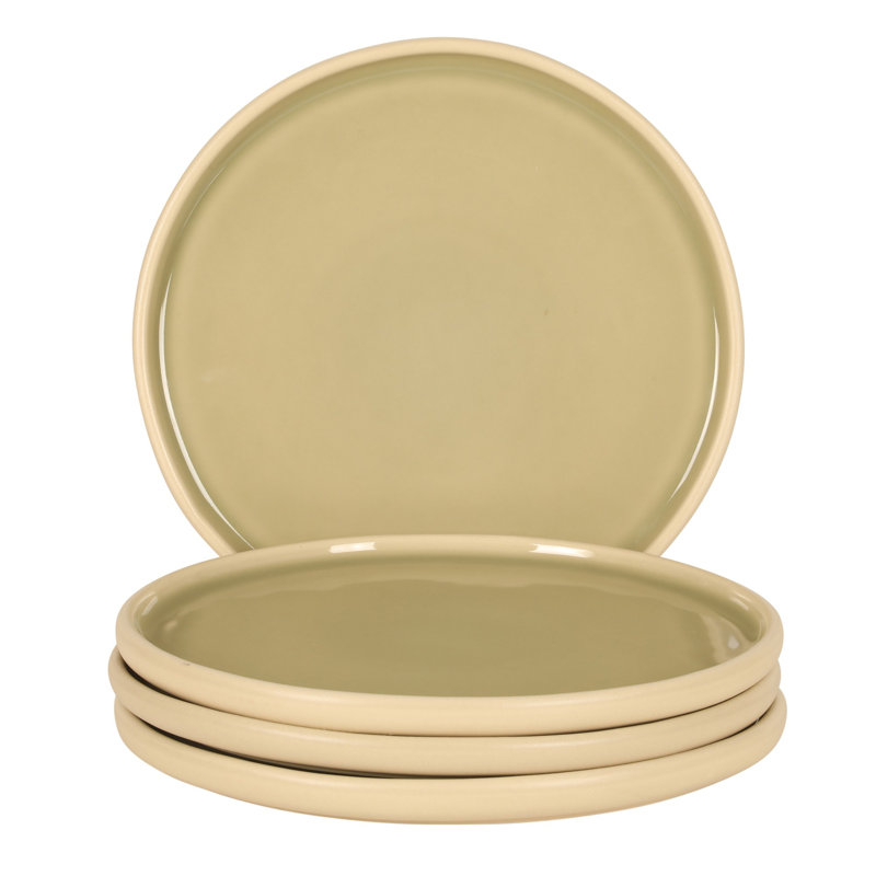 Gibson Elite - fabriqué au Portugal - ensemble de 4 assiettes de 10,2 po Port Gaia - ensemble de plats à glaçure réactive - olive