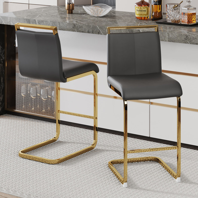  Jeileen 25'' Counter Stool (Set of 2), Dark Gray