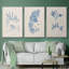 Blue Marine Algae I - Ensemble de 3 reproductions encadrées sur toile-91886835-91886840