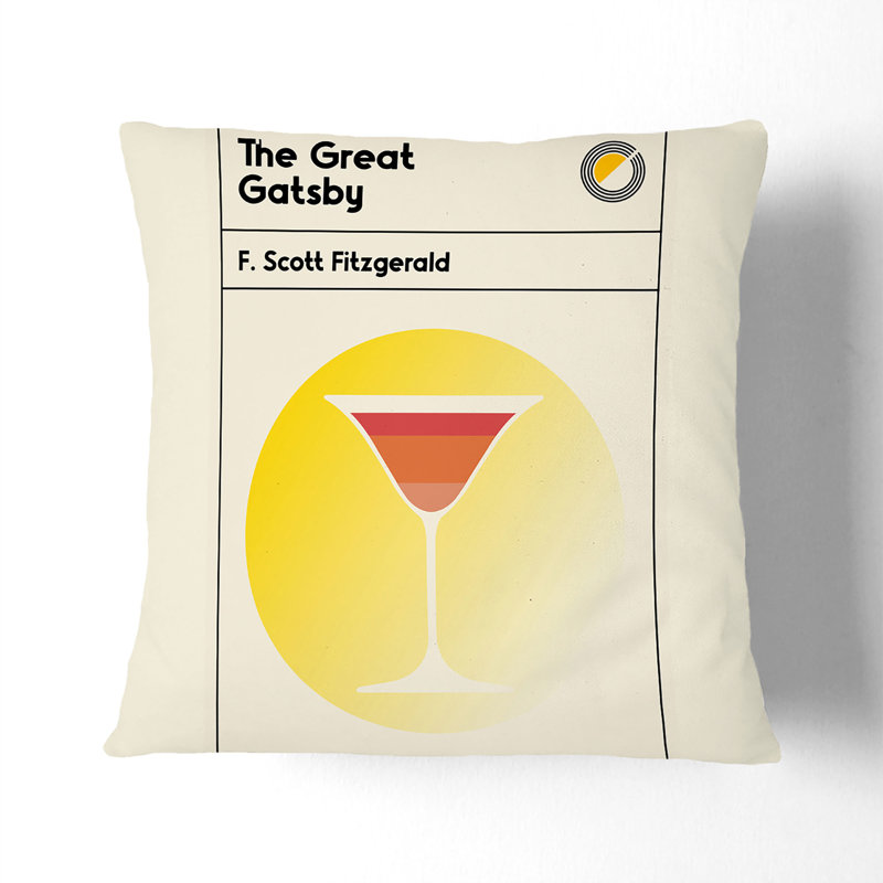 Book Cover The Great Gatsby F. Scott Fitzgerald Square Throw Cushion, 40cm H x 40cm W x 15cm D