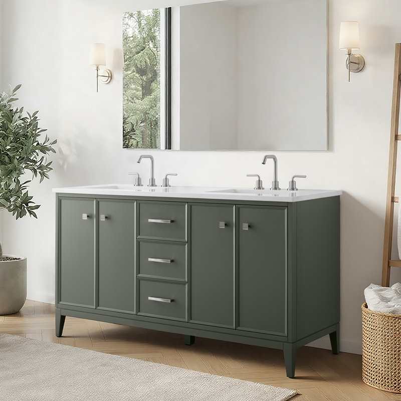 Ensemble de meuble-lavabo double 60 po, Vintage Green