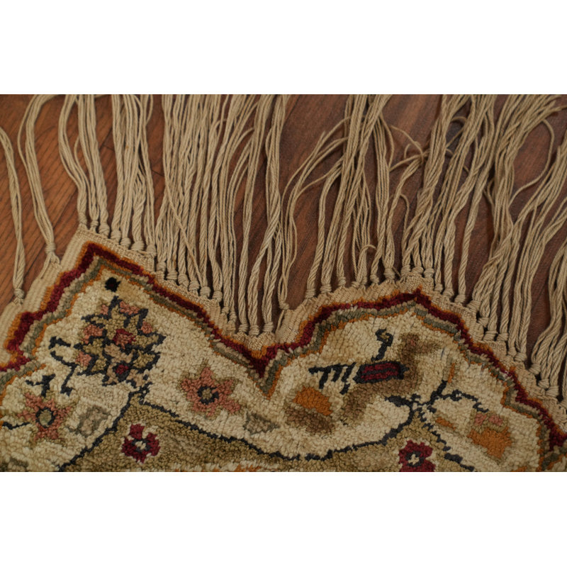 Tapis rond teint en soie antique
