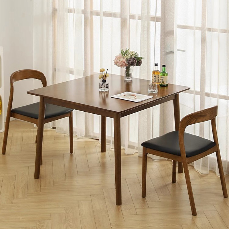 Nut-brown Square Solid Wood Dining Table