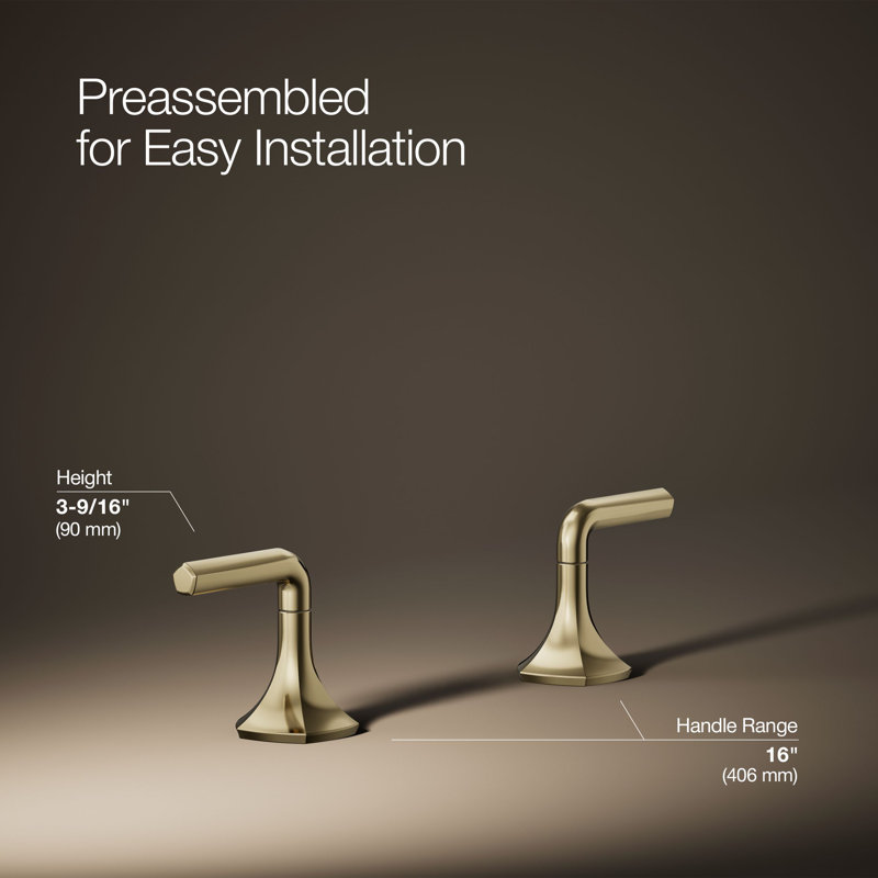 Occasion Lever Bathroom Sink Faucet Handles, 3.56" H x 16" W, French Gold