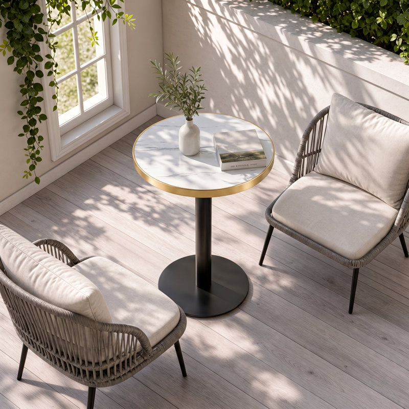 Table bistro 23,6 po Modern Luxury, White/Black