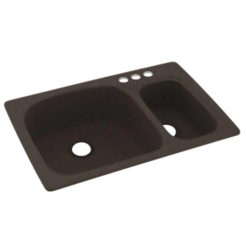 33'' L Mounting / Installation Required Double Bowl Solid Surface Kitchen Sink, 3 Hole, Canyon